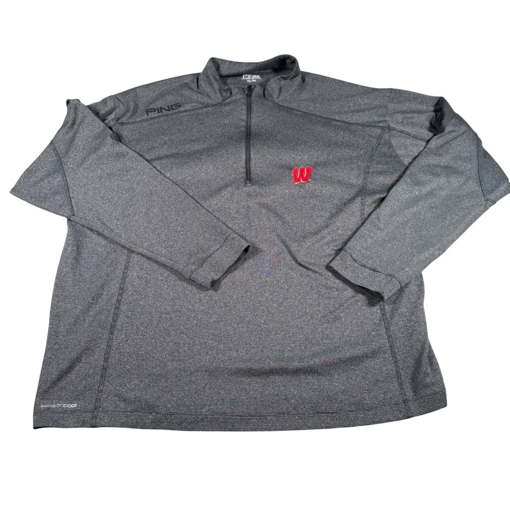 PING Quarter‎ Zip Pullover Mens XXL Gray Wisconsin Badgers Sensorcool Golf Top